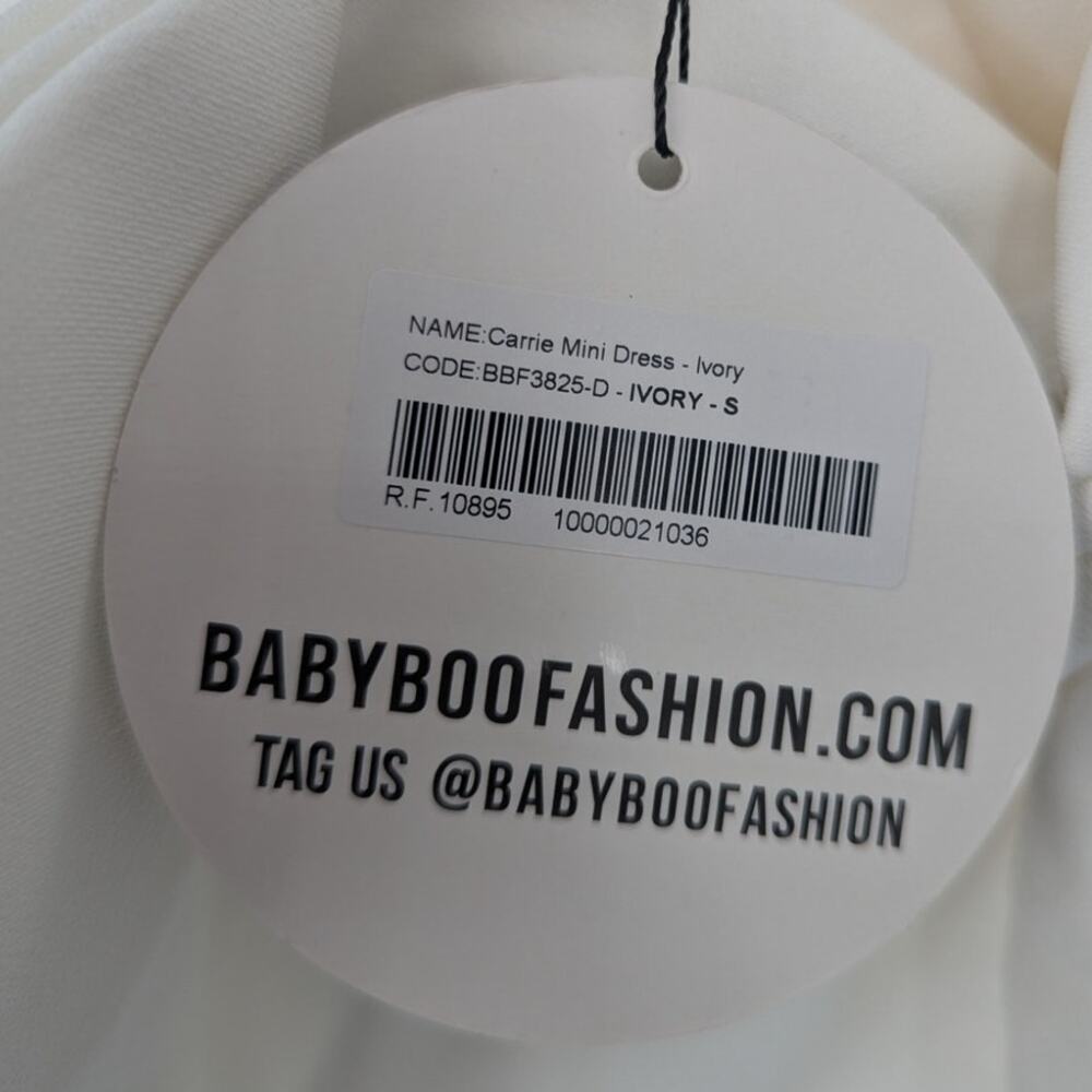 Babyboo Carrie Ivory Pearl Bow Mini Dress Size Small NWT - Picture 5 of 5